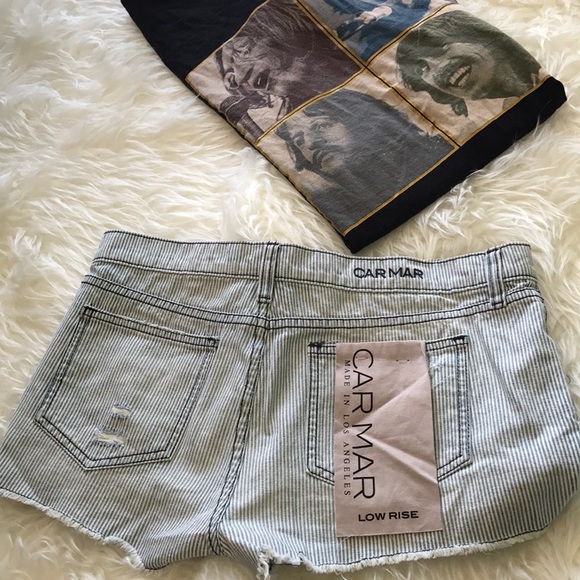 LF CARMAR low rise stripe distressed shorts - Picture 7 of 7